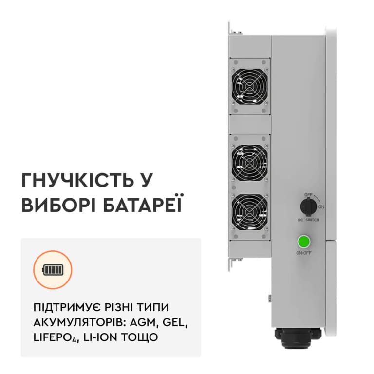 Гібридний інвертор Deye SUN-10K-SG02LP1-EU-AM3-P + Акумуляторна батарея Deye SE-F12-C — фото 4